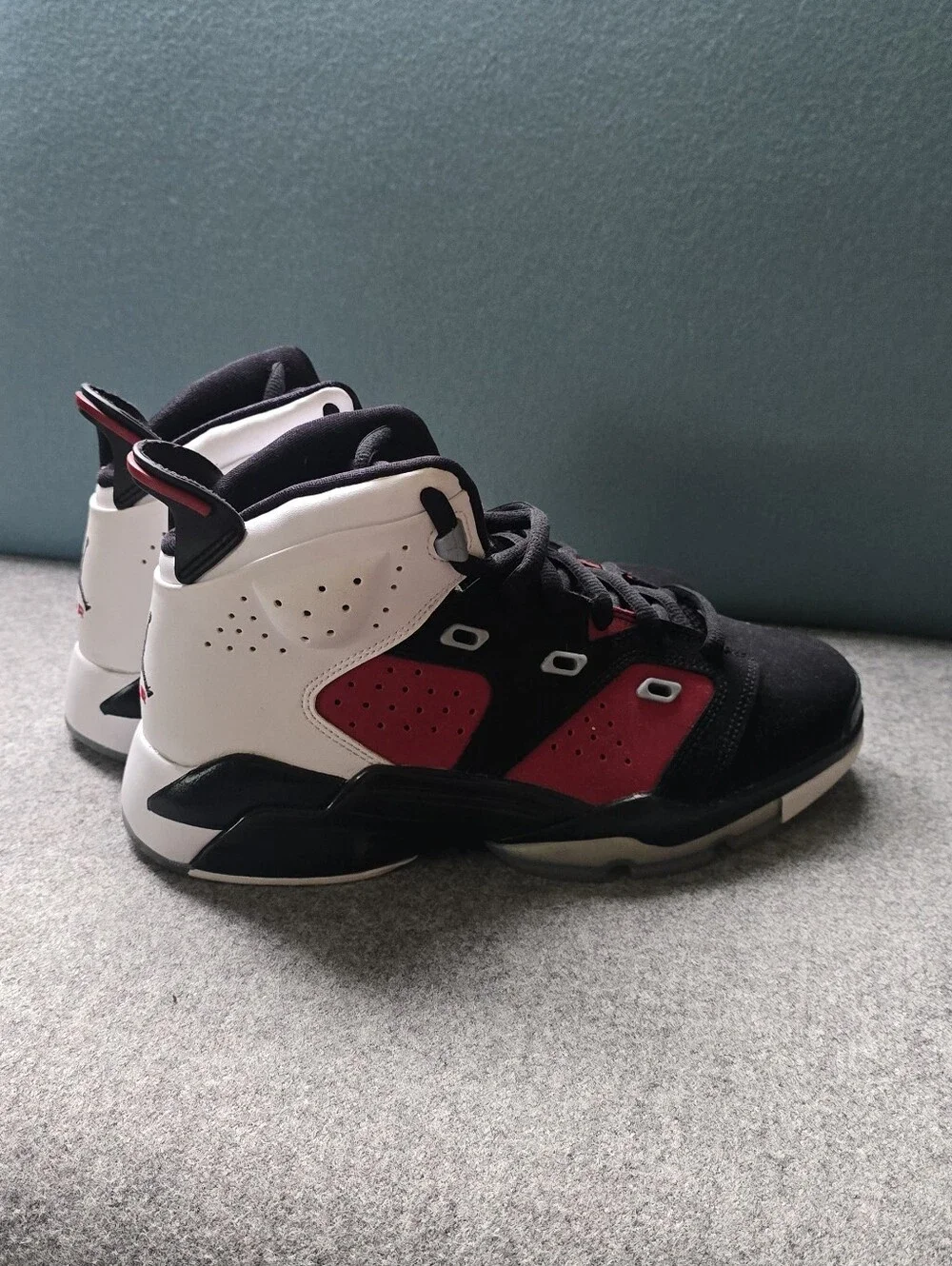 Men's Air Jordan High-Top Athletic Sneakers in Black, Red & White